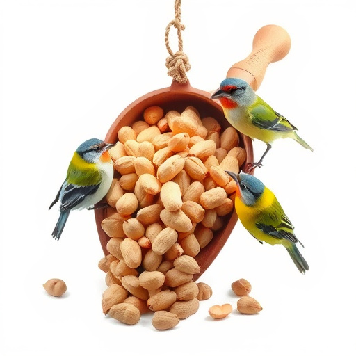 Refill scoop of peanuts for birds