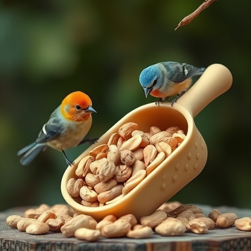 Refill scoop of peanuts for birds