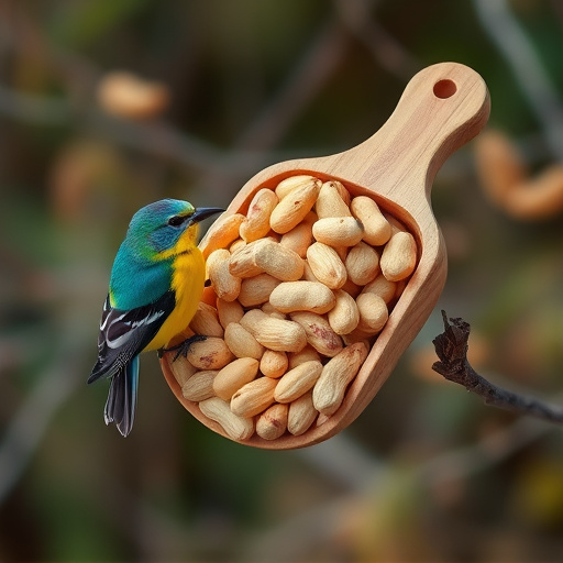 Refill scoop of peanuts for birds