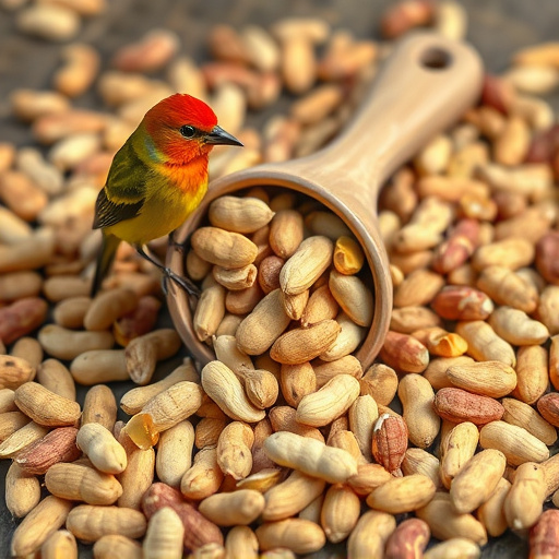 Refill scoop of peanuts for birds