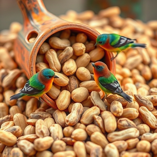 Refill scoop of peanuts for birds