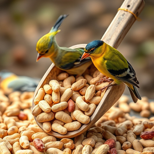 Refill scoop of peanuts for birds
