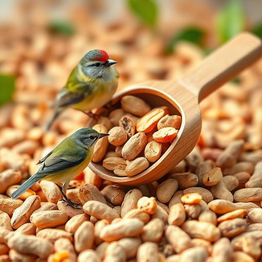 Refill scoop of peanuts for birds