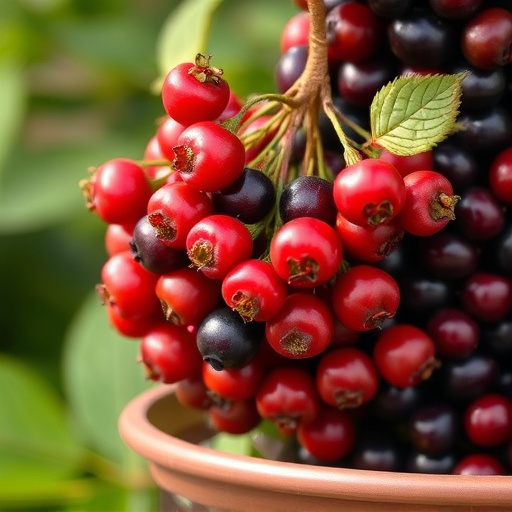 Ripe berries on garden bird feeder