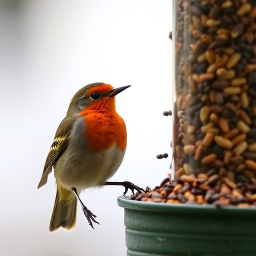 Robin enjoying insect-rich seed mix