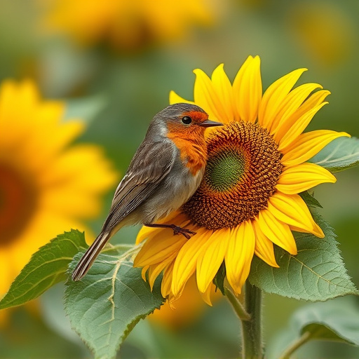Robin feeding on sunflower heart pieces