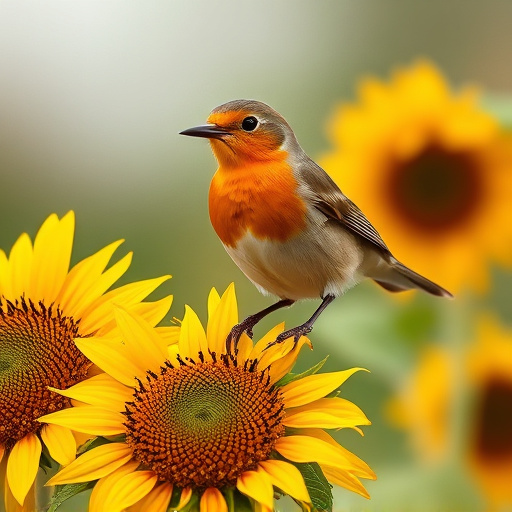 Robin feeding on sunflower hearts