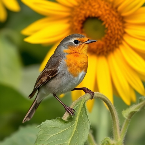 Robin feeding on sunflower hearts