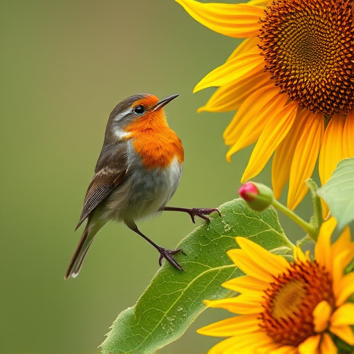 Robin feeding on sunflower hearts