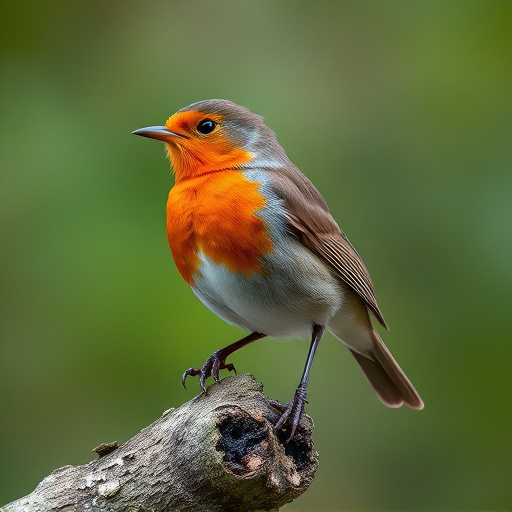 Robin with bright red breast perched