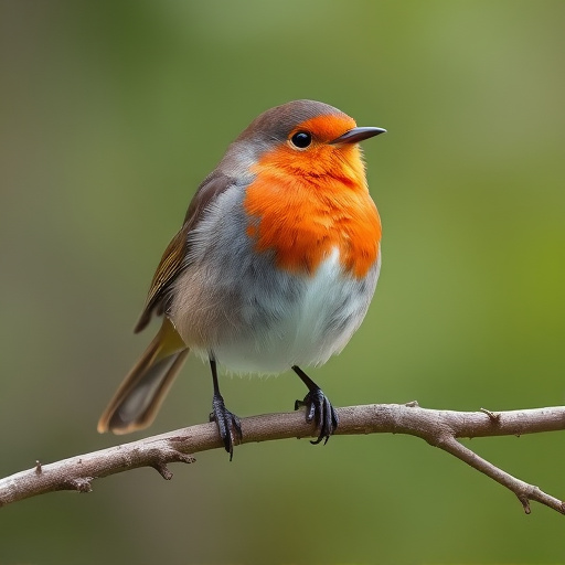 Robin with bright red breast perched