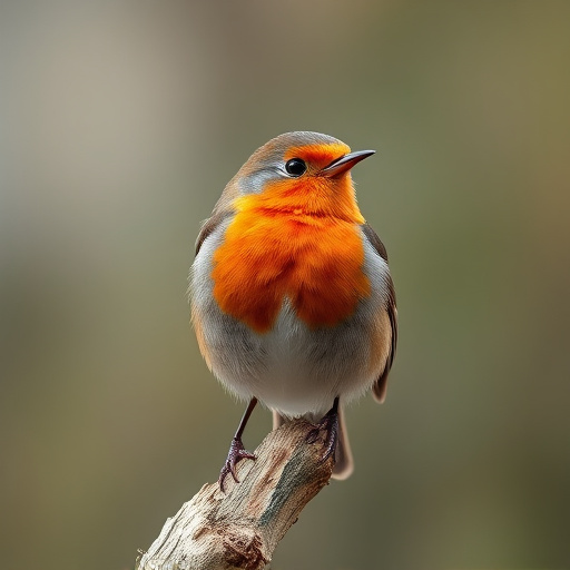 Robin with bright red breast perched