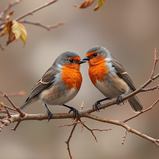 Robins and tits pecking suet pieces