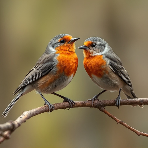 Robins and tits pecking suet pieces