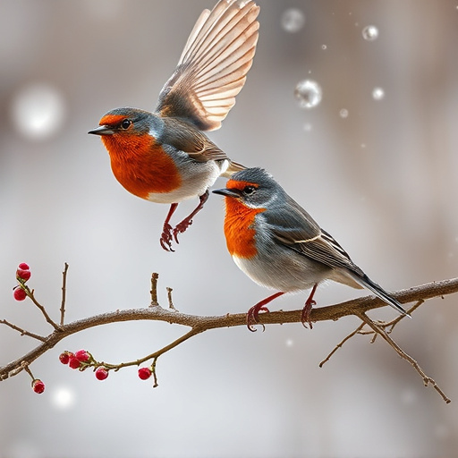 Robins and tits pecking suet pieces