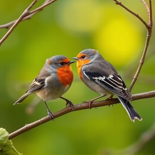 Robins and tits pecking suet pieces