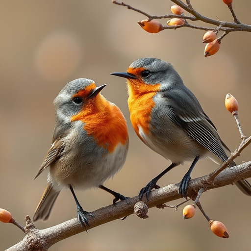 Robins and tits pecking suet pieces