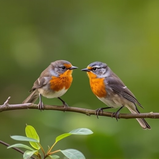 Robins and tits pecking suet pieces