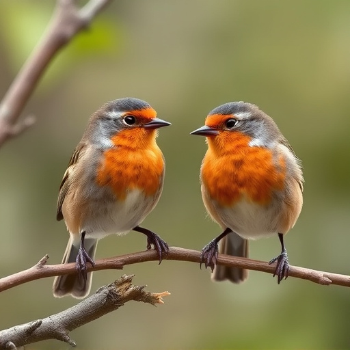 Robins and tits pecking suet pieces