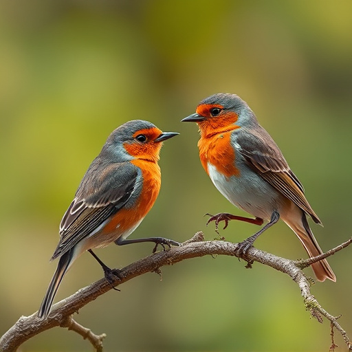 Robins and tits pecking suet pieces