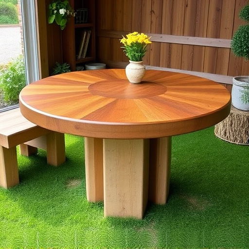 Round hanging table with suet blocks