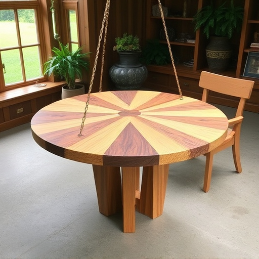Round hanging table with suet blocks