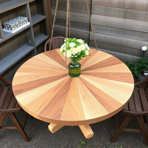 Round hanging table with suet blocks