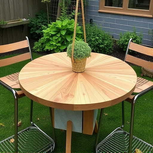 Round hanging table with suet blocks