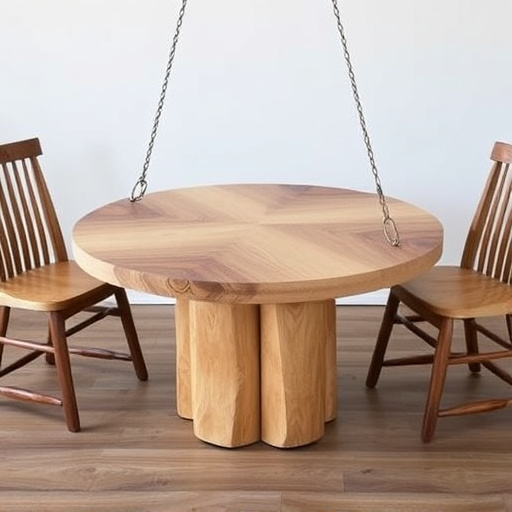 Round hanging table with suet blocks