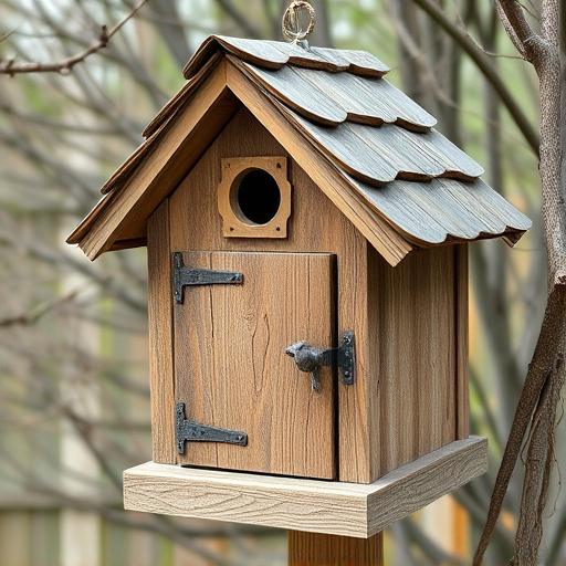 Rustic bird box with roof shingles