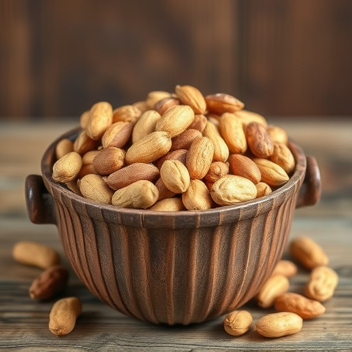 Rustic container filled with bird peanuts