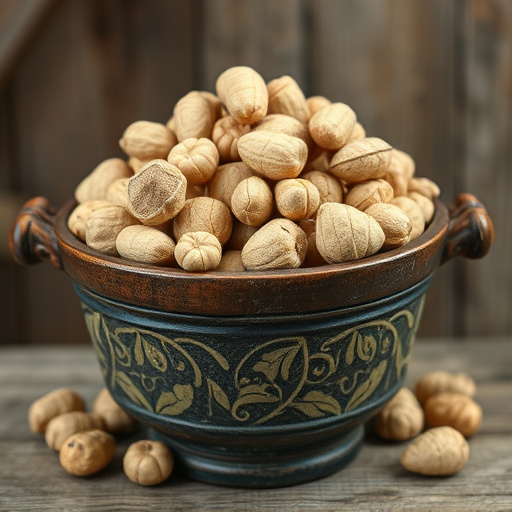 Rustic container filled with bird peanuts