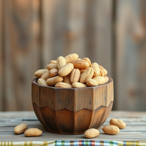 Rustic container filled with bird peanuts