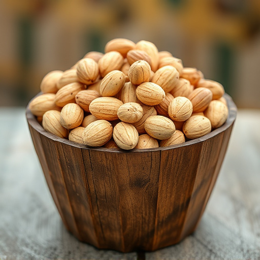 Rustic container filled with bird peanuts