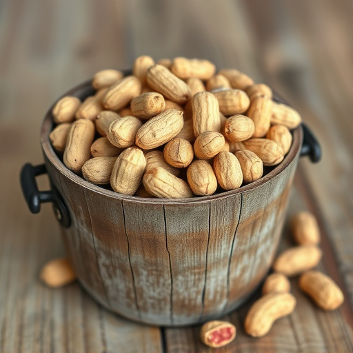 Rustic container filled with bird peanuts