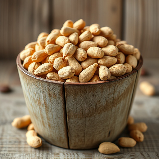 Rustic container filled with bird peanuts