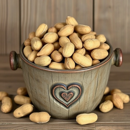 Rustic container filled with bird peanuts
