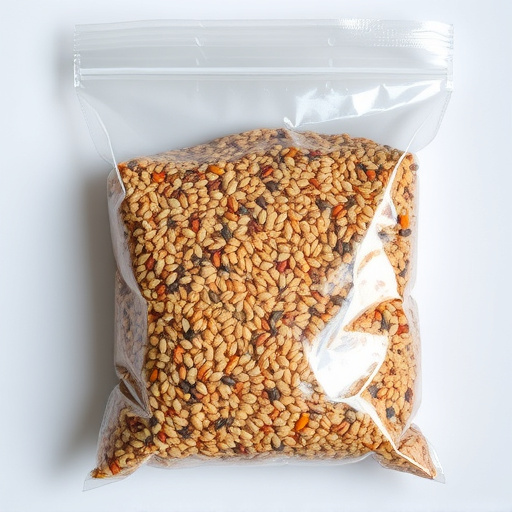 Seed mix in transparent plastic bag