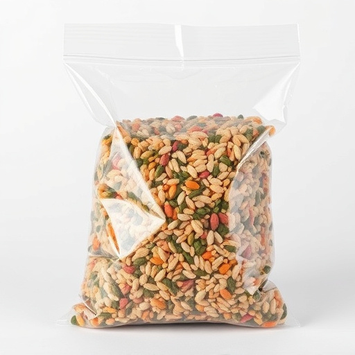 Seed mix in transparent plastic bag