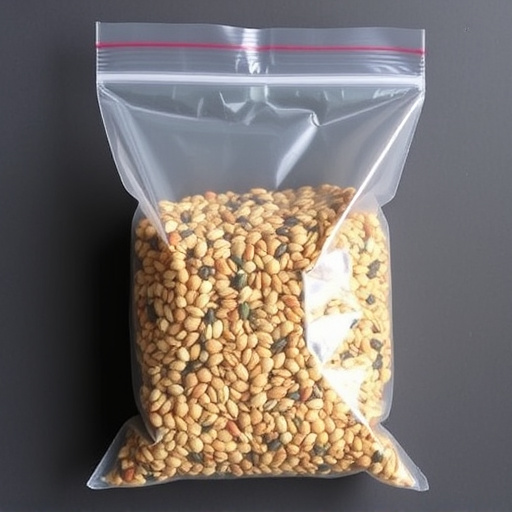 Seed mix in transparent plastic bag