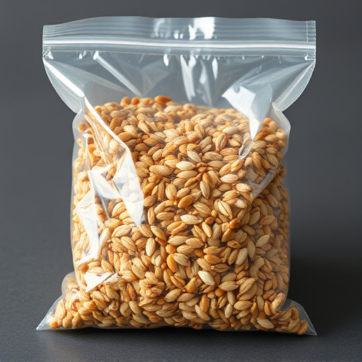 Seed mix in transparent plastic bag