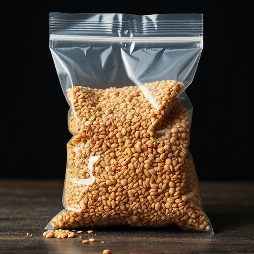 Seed mix in transparent plastic bag