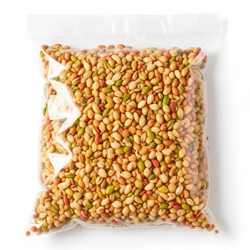 Seed mix in transparent plastic bag