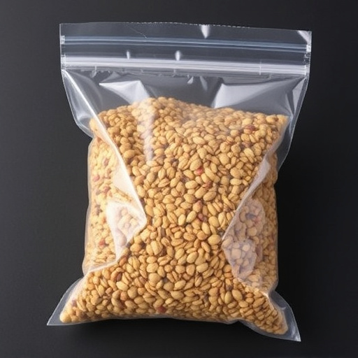 Seed mix in transparent plastic bag