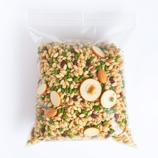 Seed mix in transparent plastic bag