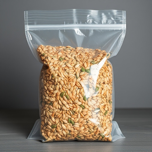 Seed mix in transparent plastic bag