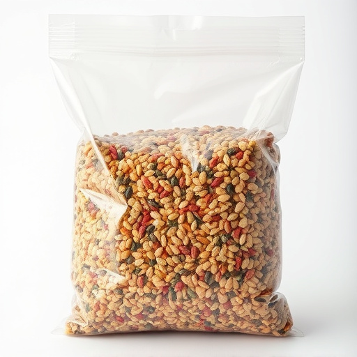 Seed mix in transparent plastic bag