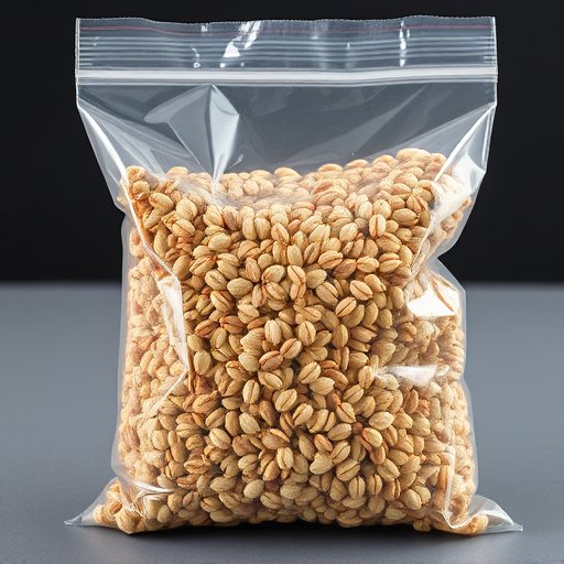 Seed mix in transparent plastic bag