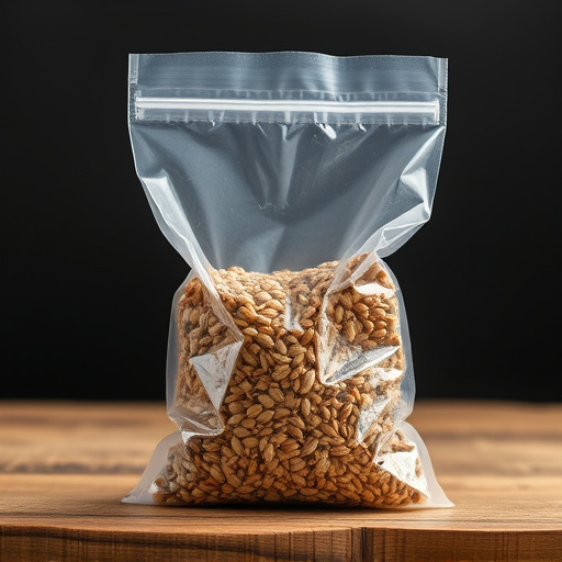 Seed mix in transparent plastic bag