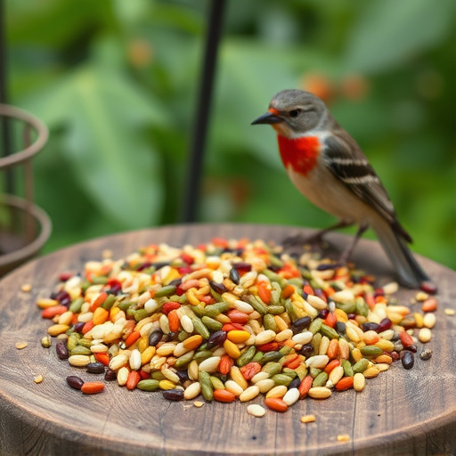 Seed mix scattered on bird table